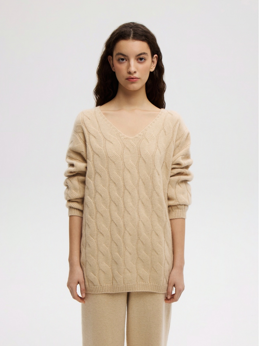 VANILLA BLEND CABLE-KNIT PULLOVER