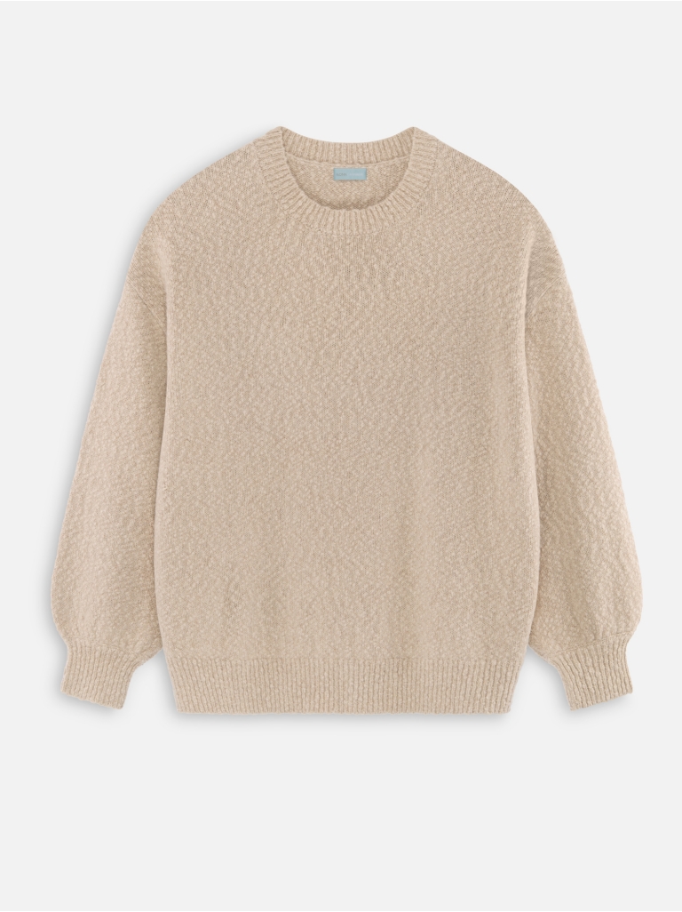 SWEATER 19 SILK-CASHMERE BOUCLE GREY-BEIGE