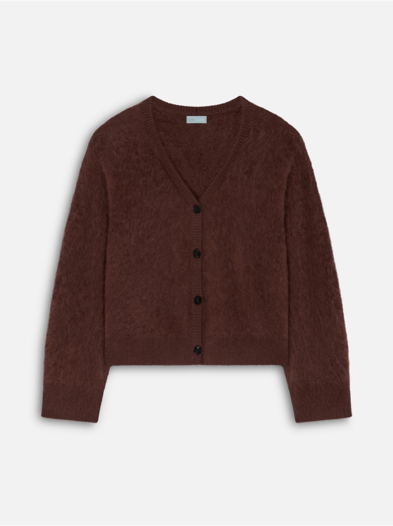 CARDIGAN 6 BRUSHED CASHMERE CHOCOLATE