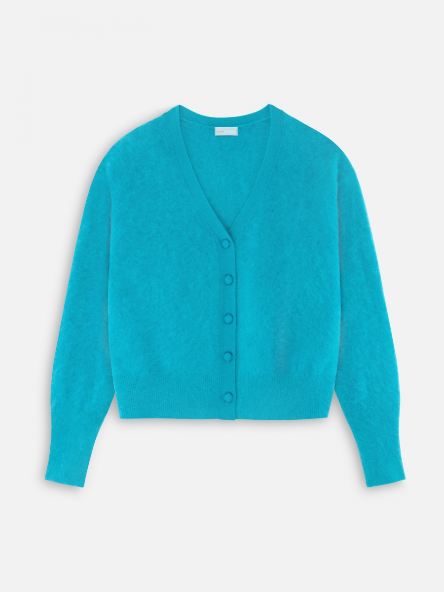 КАРДИГАН 8 ВЫЧЕСАННЫЙ КАШЕМИР БИРЮЗОВЫЙ