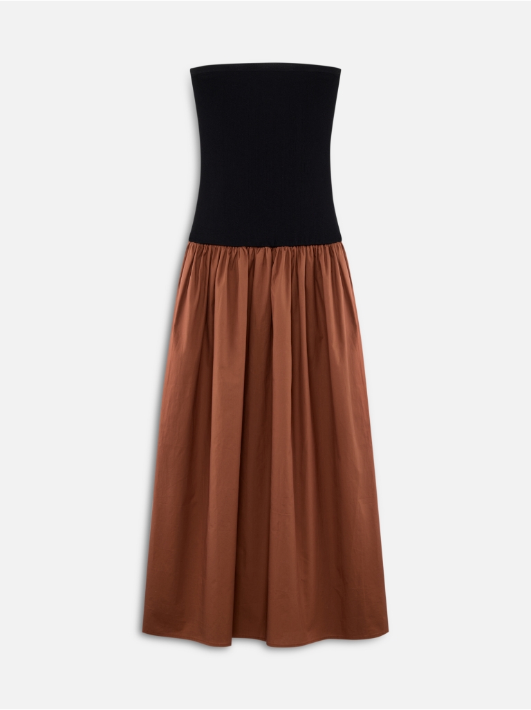 BANDEAU DRESS 6 VISCOSE-COTTON BLACK-BROWN