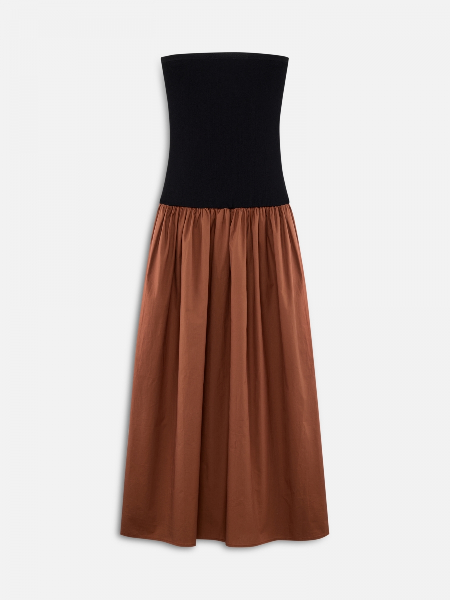 BANDEAU DRESS 6 VISCOSE-COTTON BLACK-BROWN