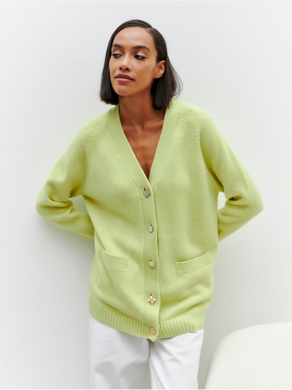 CARDIGAN 4 CASHMERE LIME